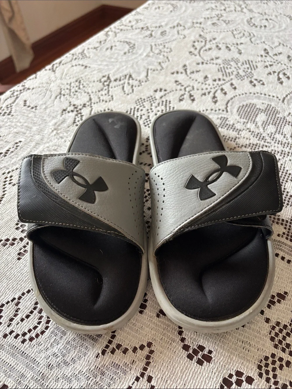 Under Armour Black and Gray Men's Adjustable Slide Sandals